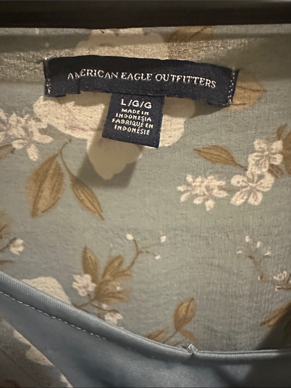 American Eagle Outfitters Dusty Blue Floral Smocked Peplum Blouse - Picture 2 of 4